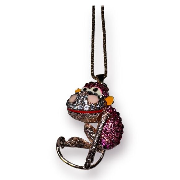 Betsey Johnson Crystal Rhinestone Necklace Monkey Gold Tone Necklace Bundle New - Picture 3 of 8